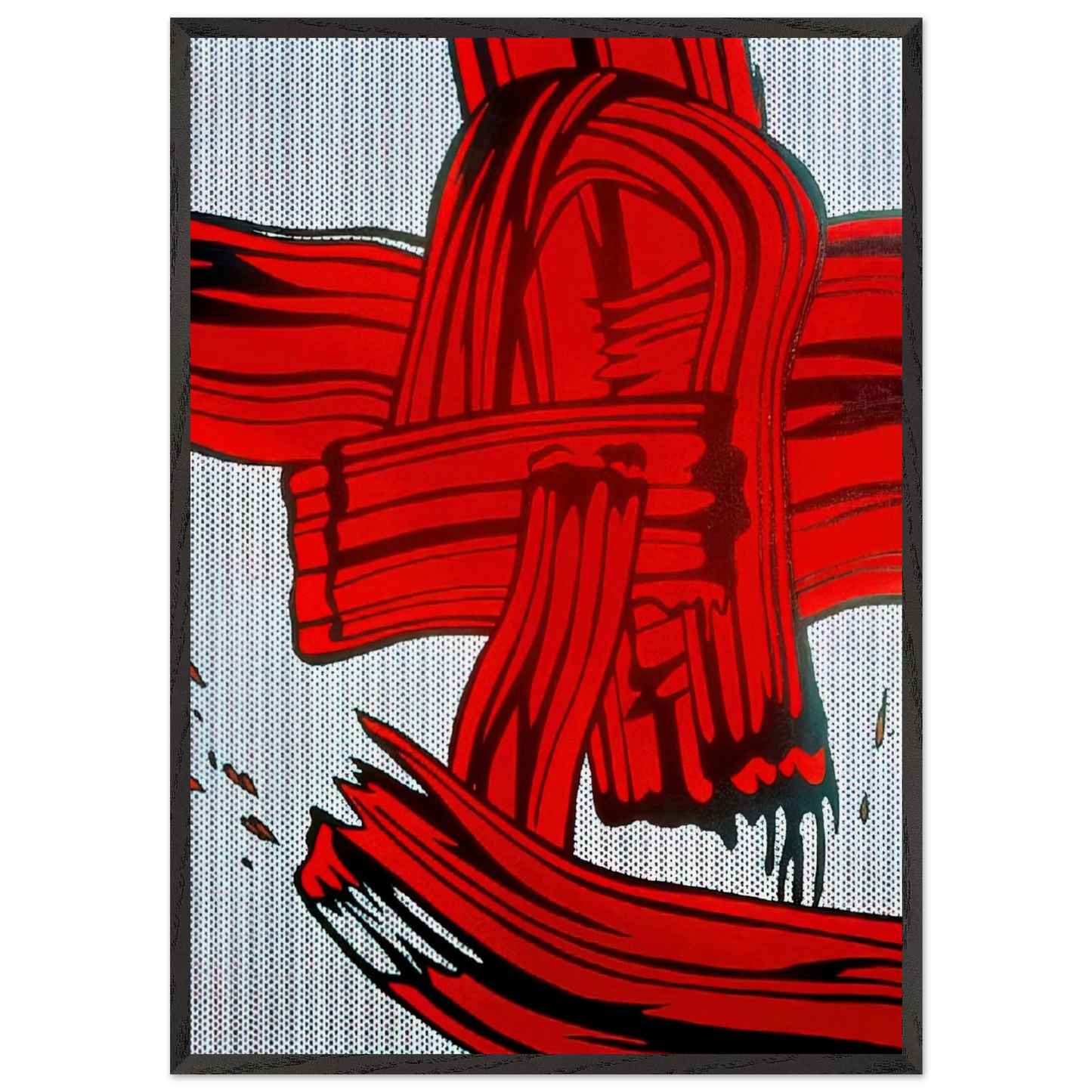 RED PAINTING BRUSHSTROKE 1965 - Roy Lichtenstein Framed Art Print – Black Wooden Frame - Default Title - -Framed Art Print