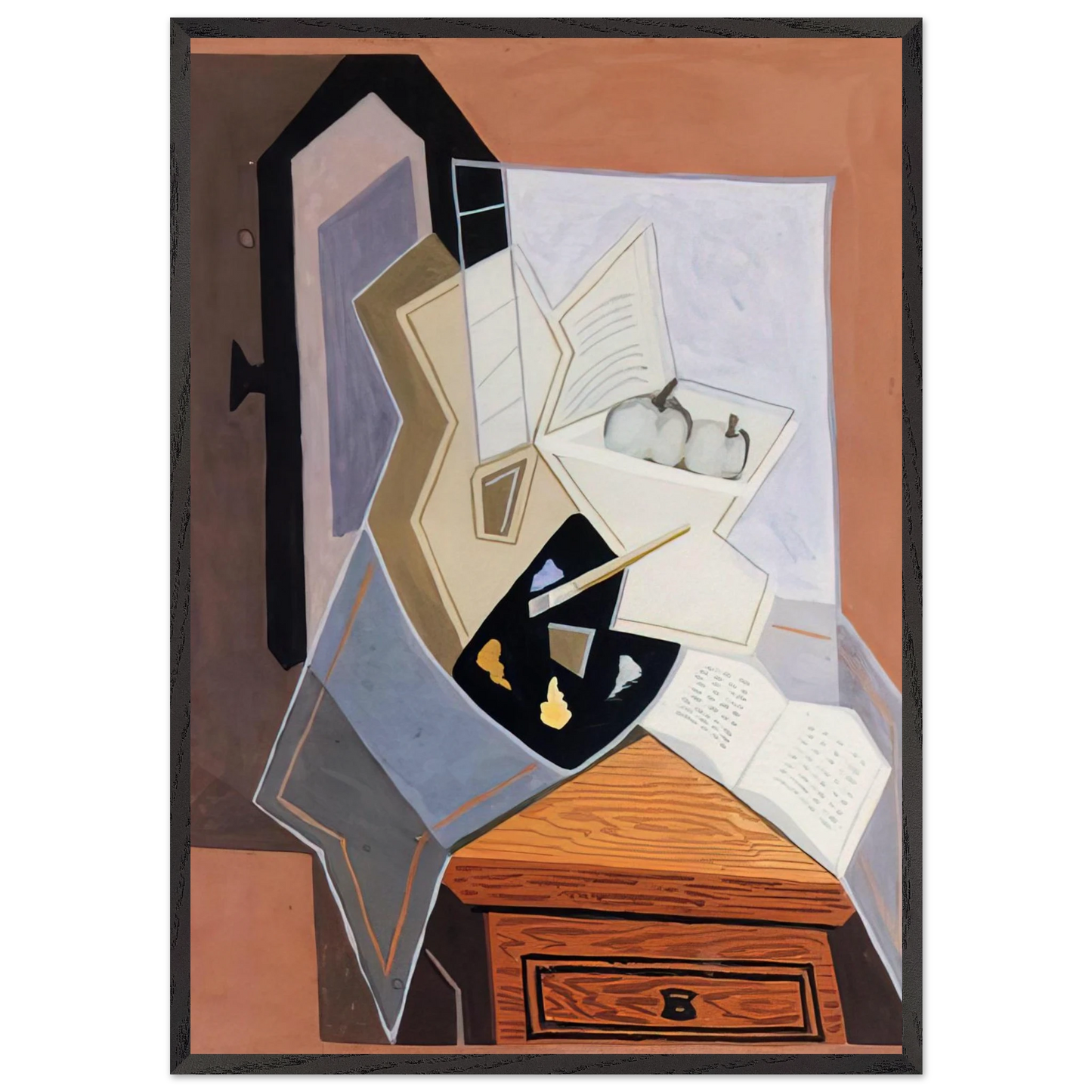 STILL LIFE AT THE OPEN WINDOWQ 1925 - Juan Gris Framed Art Print – Black Wooden Frame - Default Title - -Framed Art Print