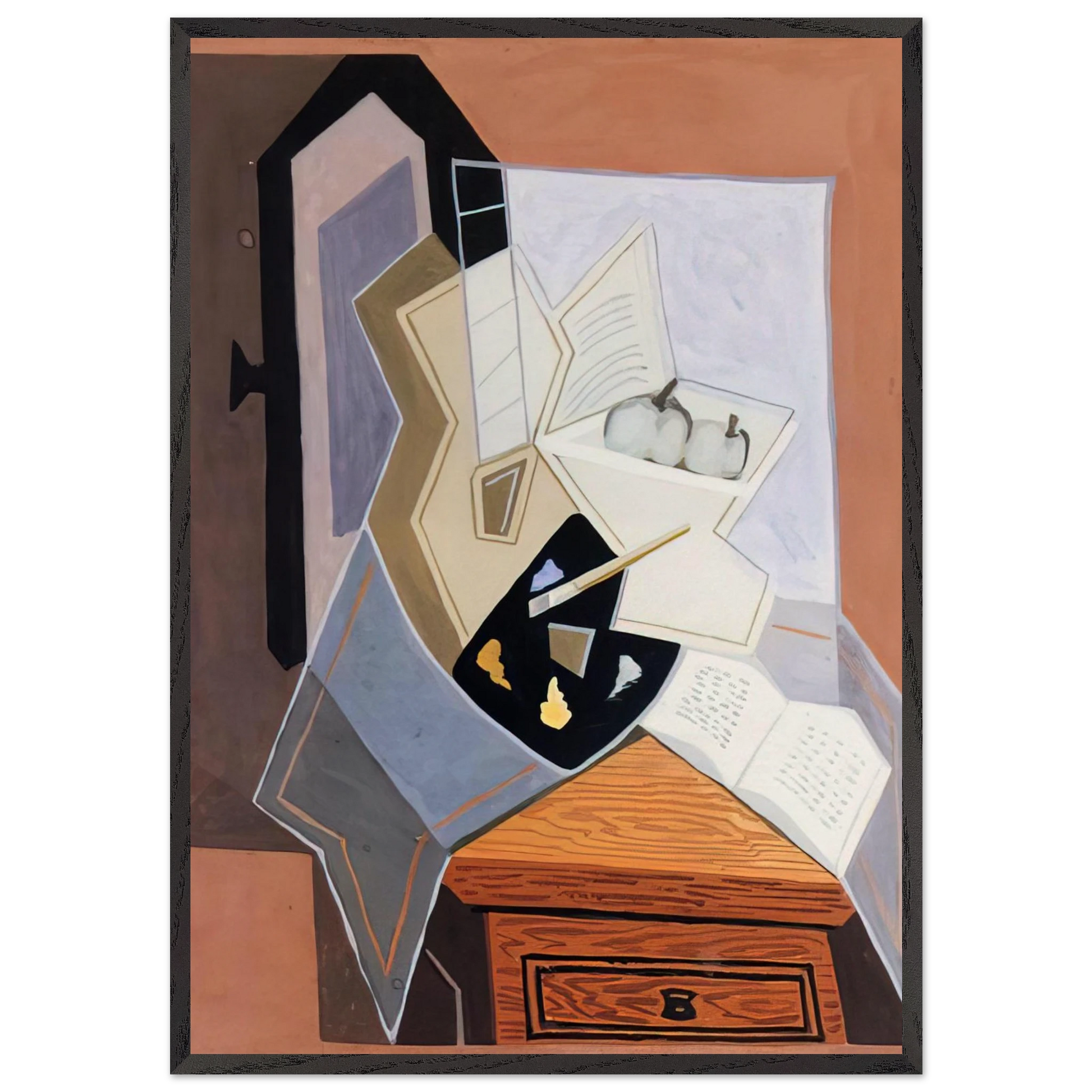 STILL LIFE AT THE OPEN WINDOWQ 1925 - Juan Gris Framed Art Print – Black Wooden Frame - Default Title - -Framed Art Print