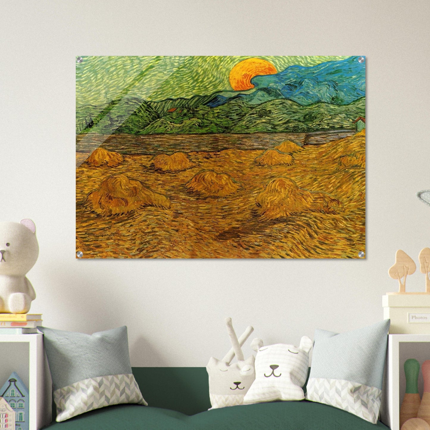 Evening Landscape with Rising Moon - Vincent van Gogh Acrylic Print - 70x100 cm / 28x40″ inches | Vincent van Gogh Wall Art | Vincent van Gogh Prints