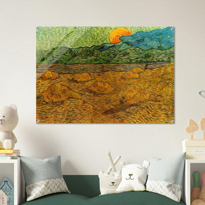 Evening Landscape with Rising Moon - Vincent van Gogh Acrylic Print - 70x100 cm / 28x40″ inches | Vincent van Gogh Wall Art | Vincent van Gogh Prints