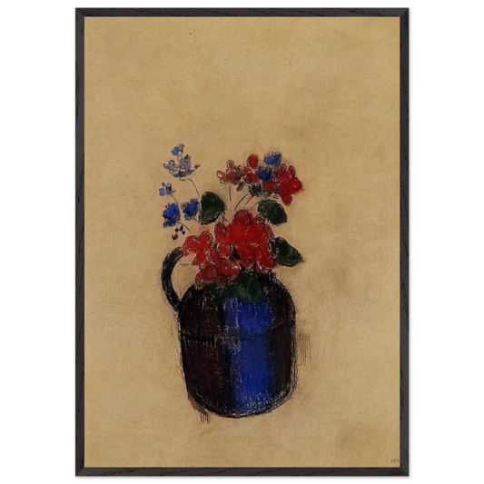 SMALL BOUQUET IN A PITCHER - Odilon Redon Framed Art Print – Black Wooden Frame - Default Title - -Framed Art Print