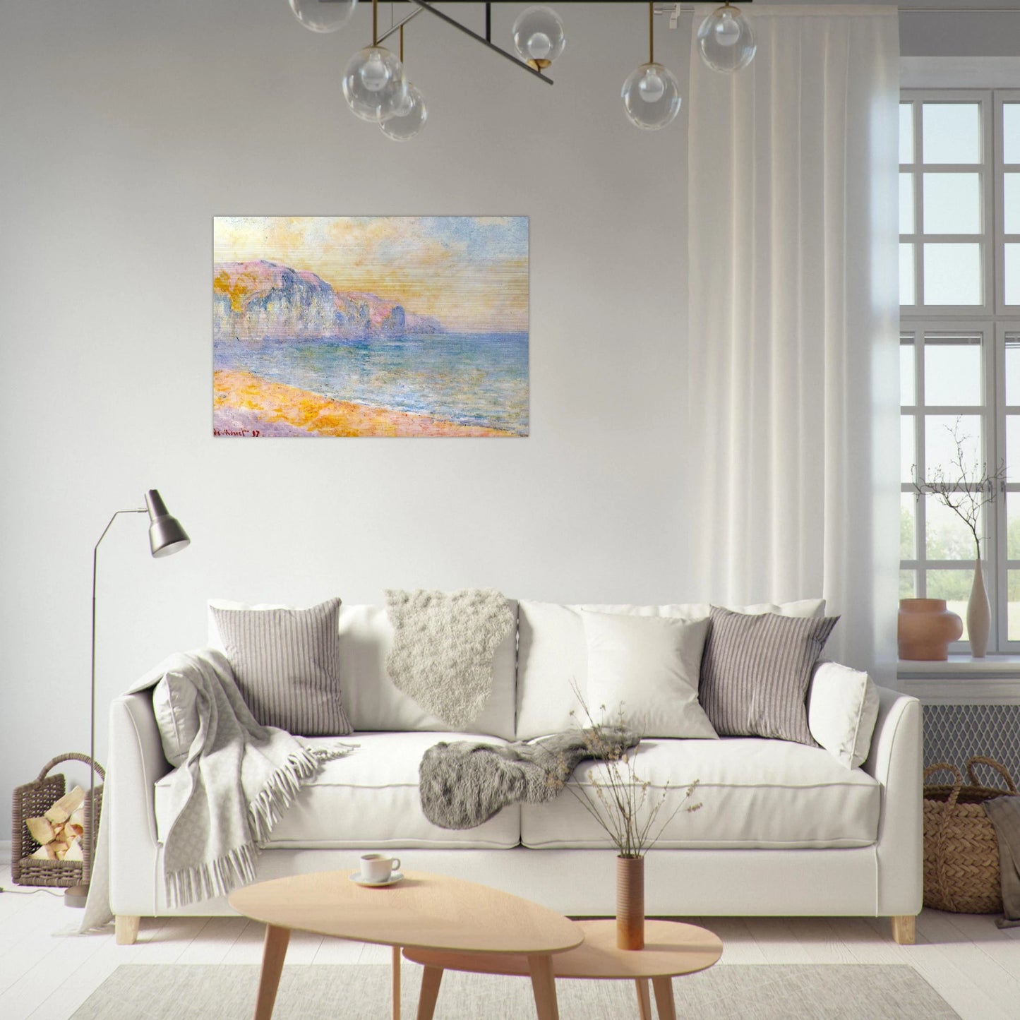 Cliffs at Pourville, Morning - claude monet Brushed Aluminum Print - 70x100 cm / 28x40 inches | claude monet Aluminum Print | claude monet Prints