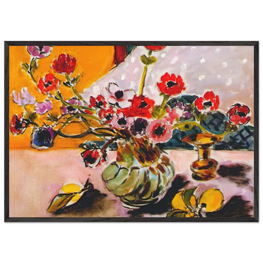 ANEMONES AND CHINESE VASE 1943 - Henri Matisse 70x100 cm / 28x40 inches Framed Art Print – Black Wooden Frame
