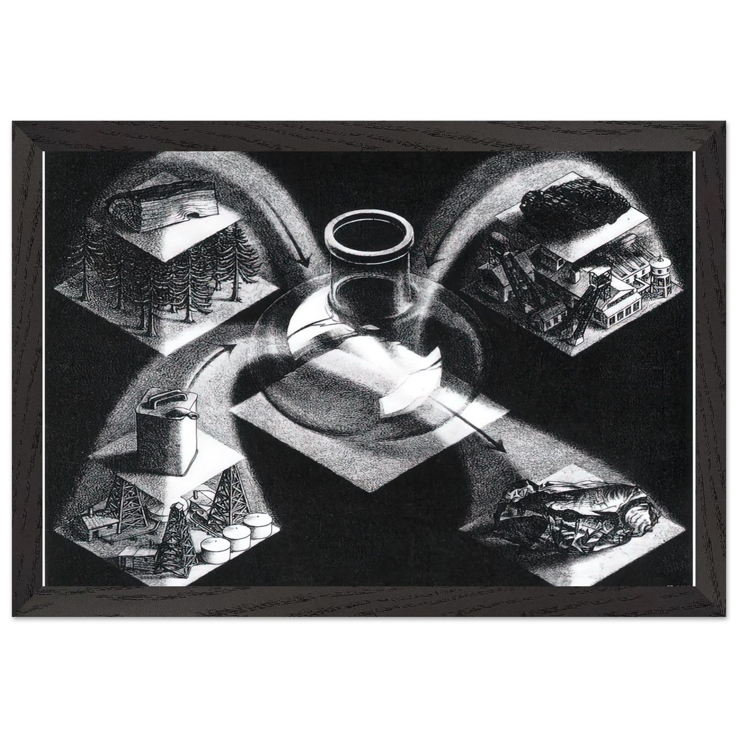 MC Escher - SYNTHESIS Wall Art - 60x80 cm / 24x32 inches - Premium Wooden Framed Poster With Fine Art Paper - Black frame