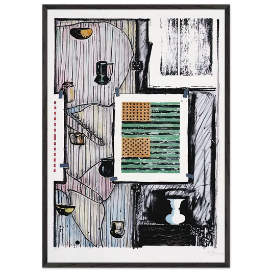 VENTRILOQUIST ULAE 235 - Jasper Johns Framed Art Print – Black Wooden Frame - Default Title - -Framed Art Print