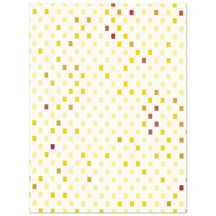 Francois Morellet - RÃƒÂ©partition alÃƒÂ©atoire du rouge au jaune suivant progression... - 1970  75x100 cm / 30x40inches Fine Art Poster