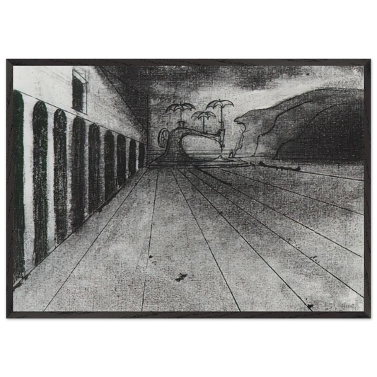 LANDSCAPE AFTER DE CHIRICO UNFINISHED - Salvador Dali Framed Art Print – Black Wooden Frame - Default Title - -Framed Art Print