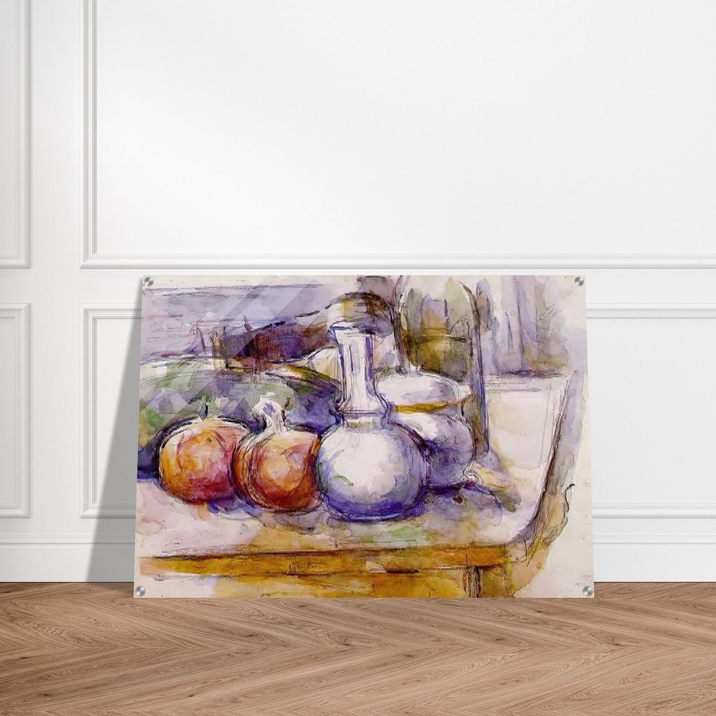 Still Life with Carafe, Sugar Bowl, Bottle, Pommegranates and Watermelon - Paul Cézanne Acrylic Print - 70x100 cm / 28x40″ inches | Paul Cézanne Wall Art | Paul Cézanne Prints