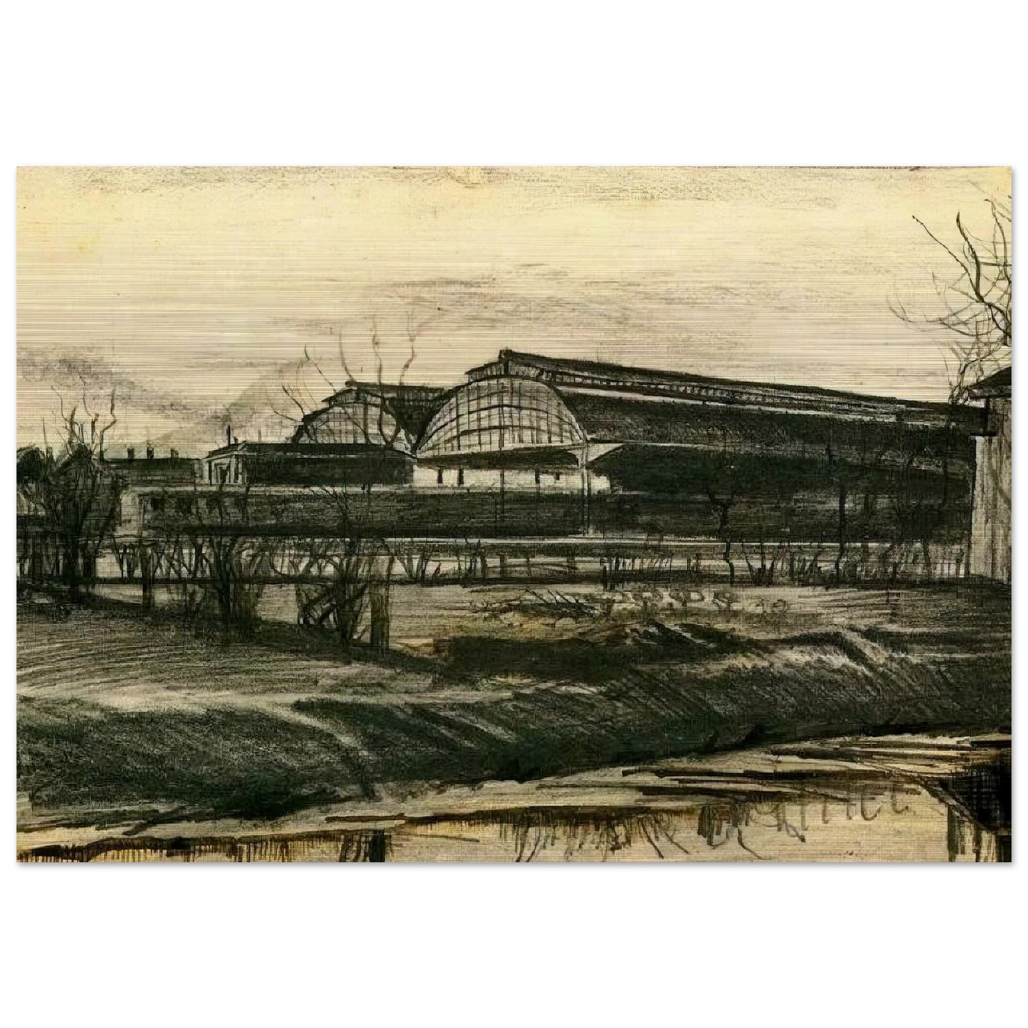 Station in The Hague - Vincent van Gogh Brushed Aluminum Print - 70x100 cm / 28x40 inches | Vincent van Gogh Aluminum Print | Vincent van Gogh Prints