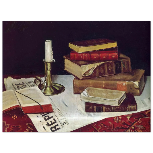Henri Matisse - STILL LIFE WITH BOOKS AND CANDLE 1890 Fine Art Poster - Default Title