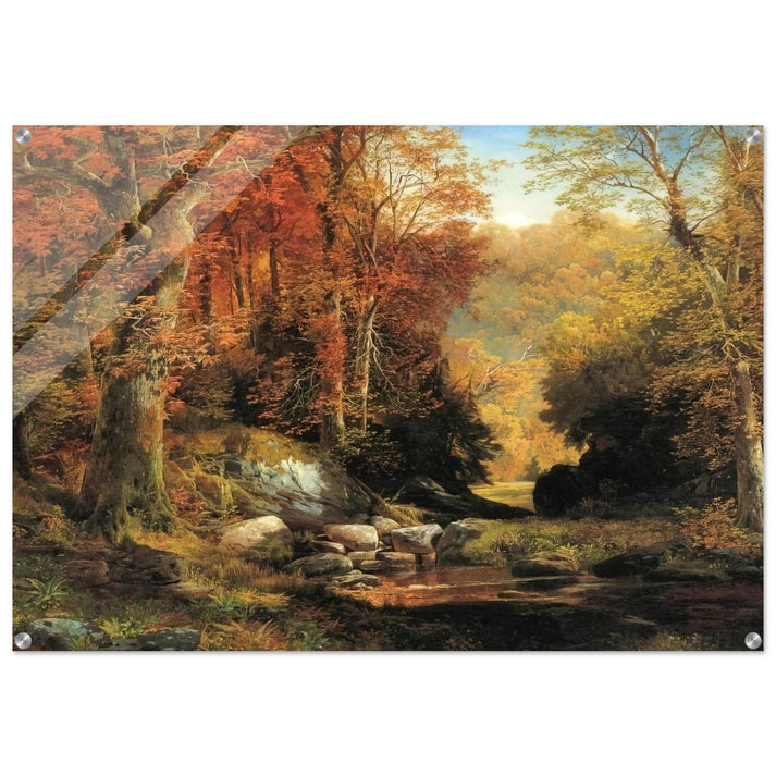 Cresheim Glen, Wissahickon, Autumn - Thomas Moran Acrylic Print - 70x100 cm / 28x40″ inches | Thomas Moran Wall Art | Thomas Moran Prints