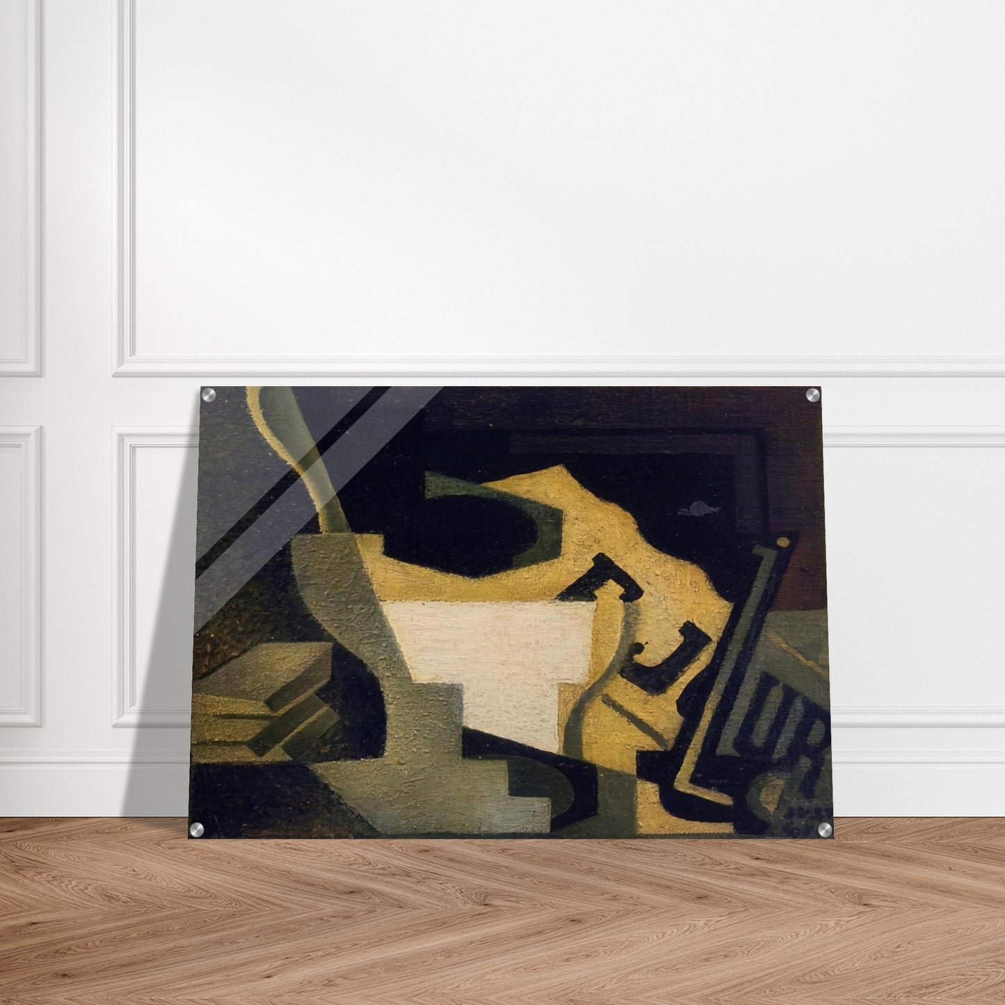 STILL LIFE WITH NEWSPAPER 1918 - Juan Gris Acrylic Print - 70x100 cm / 28x40″ inches | Juan Gris Wall Art | Juan Gris Prints