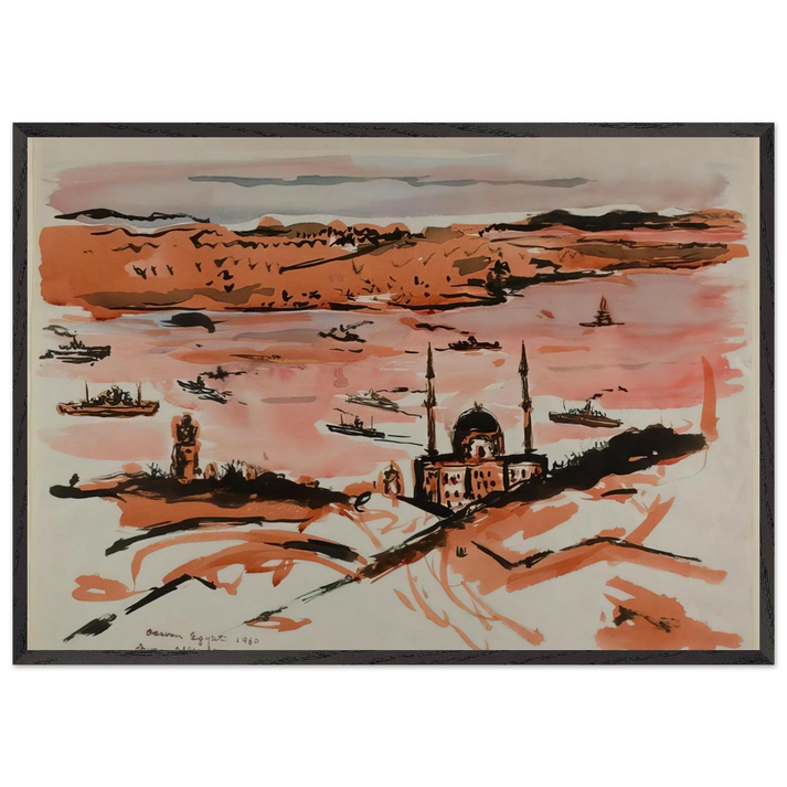 NILE RIVER AT ASWAN EGYPT 1960 - Ivan Albright 70x100 cm / 28x40 inches Framed Art Print – Black Wooden Frame