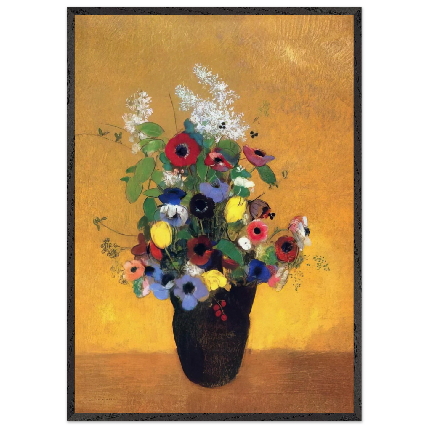 FLOWERS 2 - Odilon Redon Framed Art Print – Black Wooden Frame - Default Title - -Framed Art Print