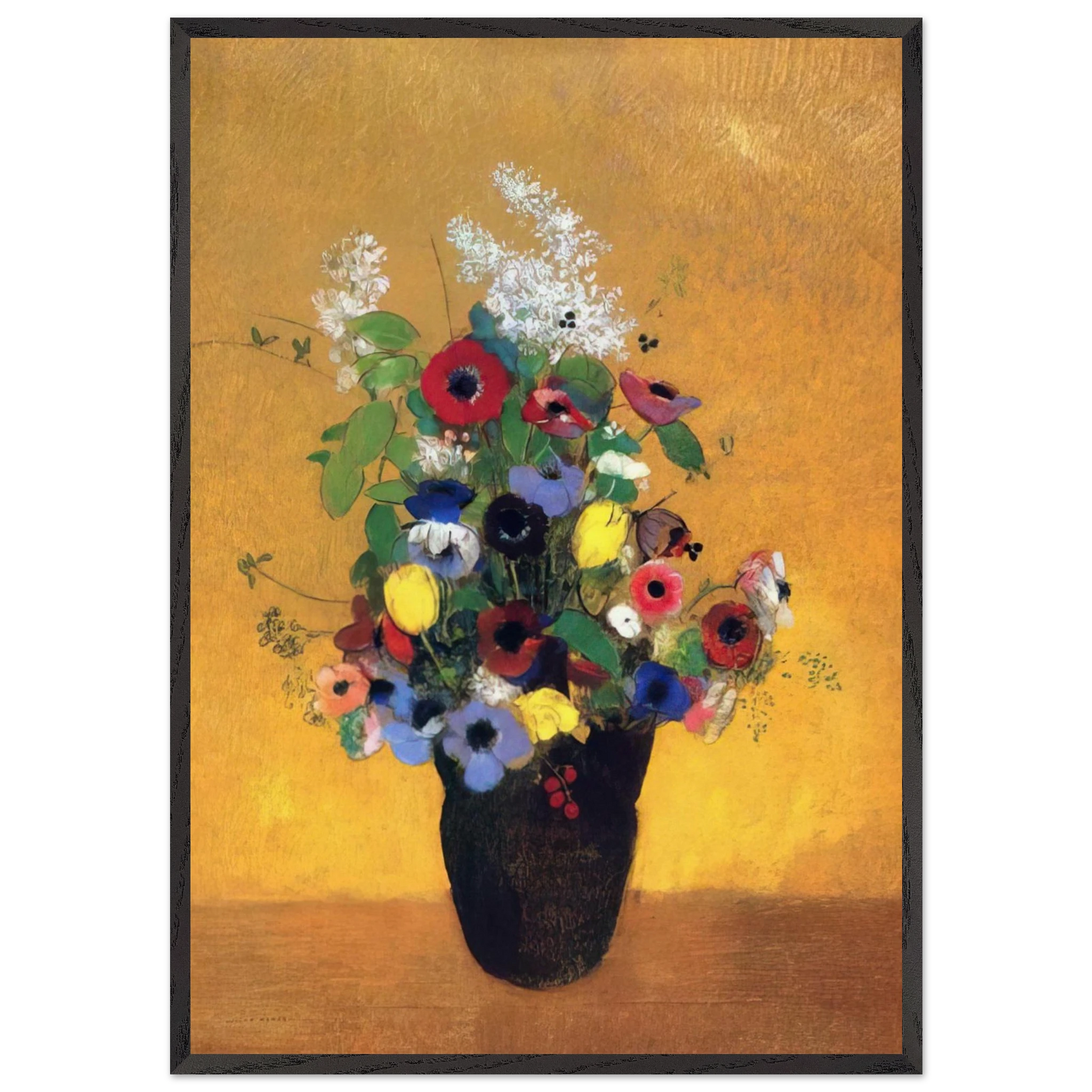 FLOWERS 2 - Odilon Redon Framed Art Print – Black Wooden Frame - Default Title - -Framed Art Print