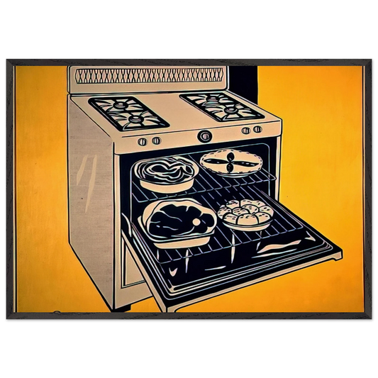 KITCHEN RANGE 1962 - Roy Lichtenstein Framed Art Print – Black Wooden Frame - Default Title - -Framed Art Print