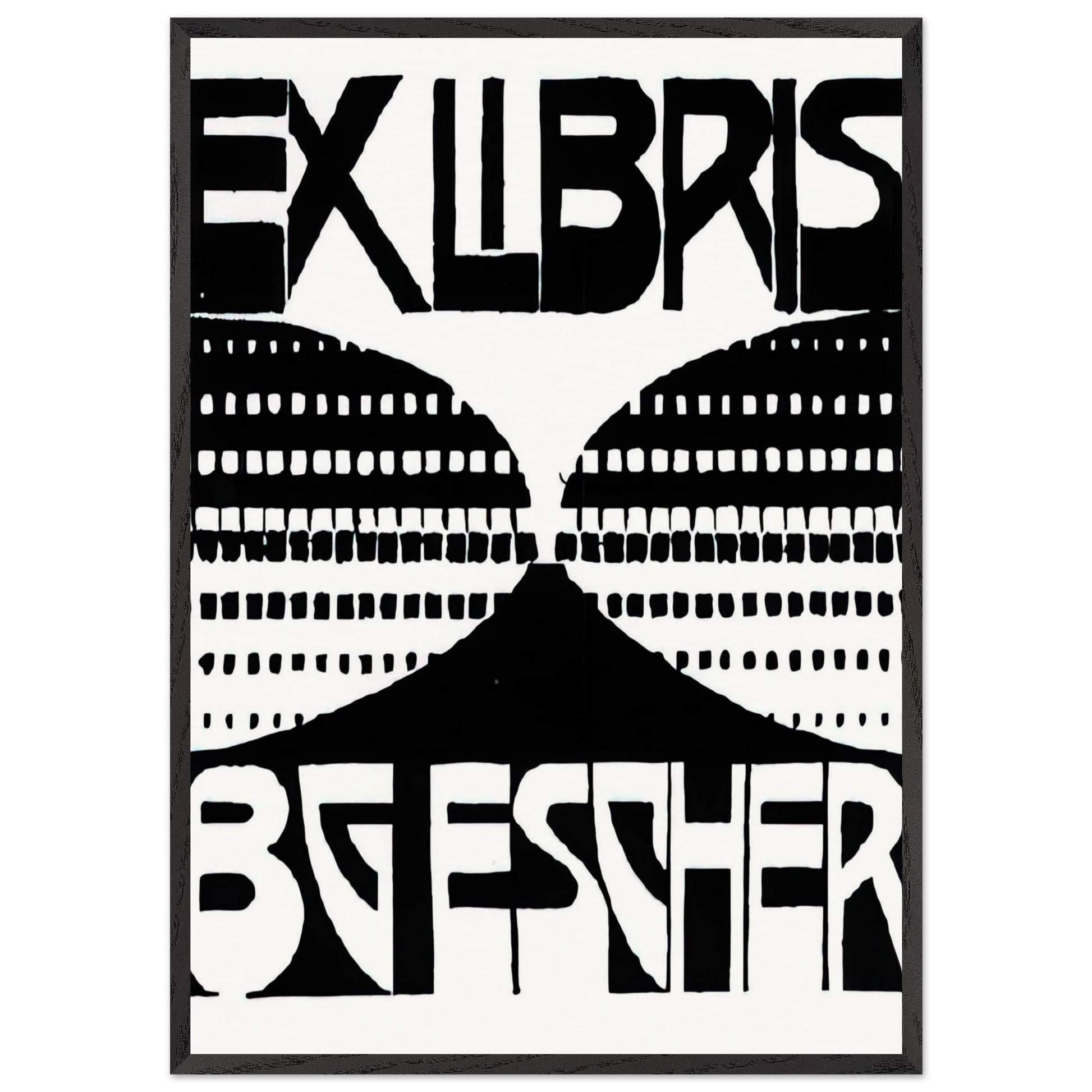 BOOKPLATE B G ESCHER BEER - MC Escher Framed Art Print – Black Wooden Frame - Default Title - -Framed Art Print