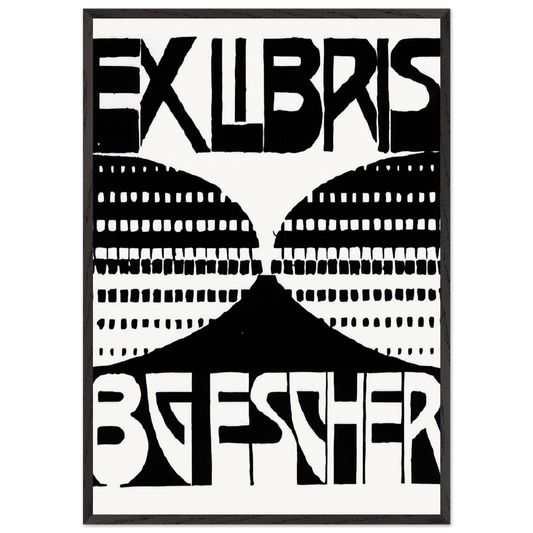 BOOKPLATE B G ESCHER BEER - MC Escher Framed Art Print – Black Wooden Frame - Default Title - -Framed Art Print
