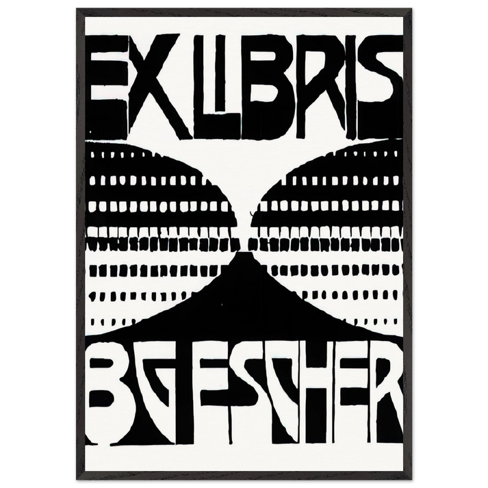 BOOKPLATE B G ESCHER BEER - MC Escher 70x100 cm / 28x40 inches Framed Art Print – Black Wooden Frame | Maurits Cornelis Escher Prints