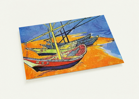 Fishing Boats on the Beach at Saintes-Maries-de-la-Mer By Vincent van Gogh Pack of 10 Post Cards | Vincent van Gogh Post Cards | A6 (10.5 x 14.8 cm) - 4.1 x 5.8 inches