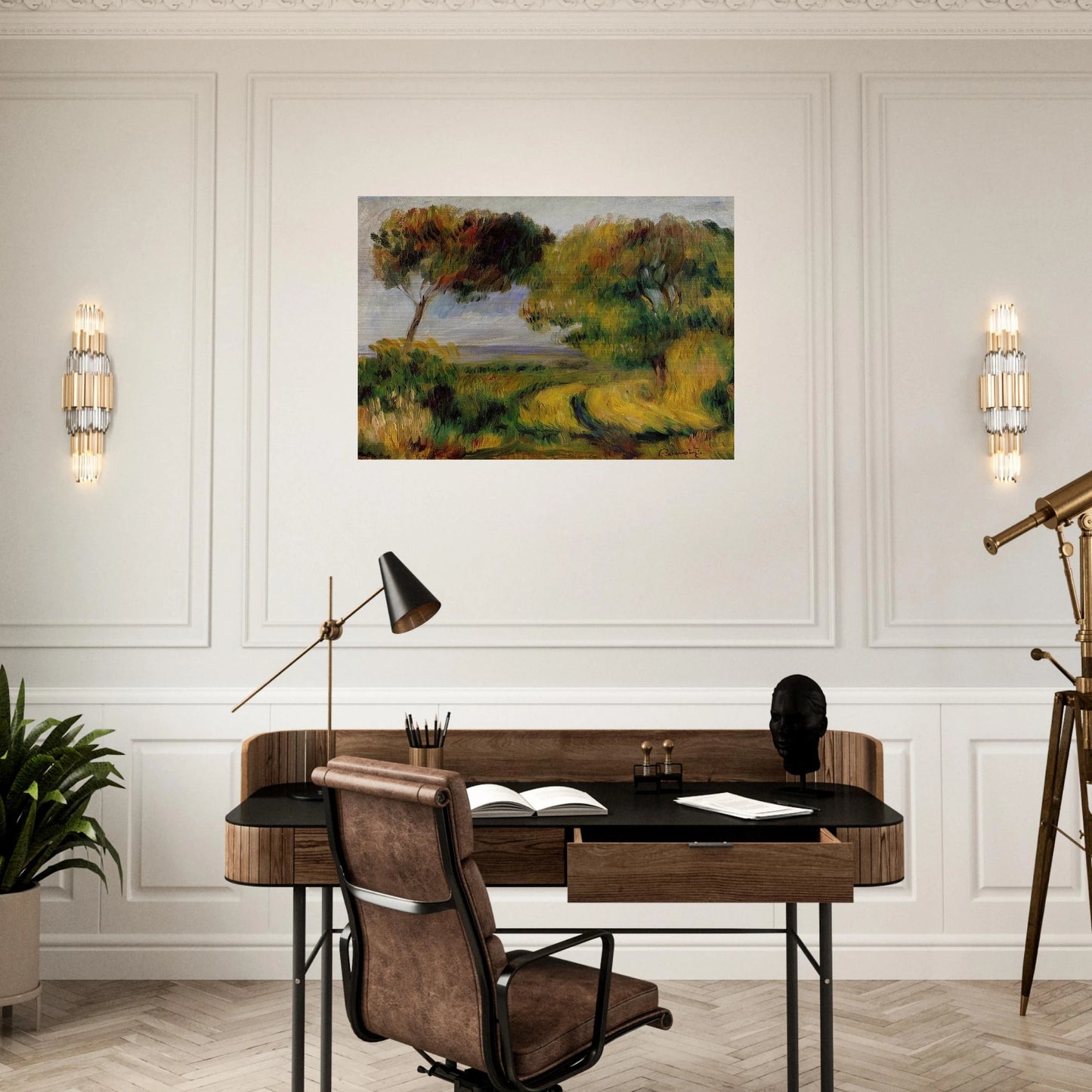 Breton Landscape Trees and Moor - Pierre-Auguste Renoir Brushed Aluminum Print - 70x100 cm / 28x40 inches | Pierre-Auguste Renoir Aluminum Print | Pierre-Auguste Renoir Prints