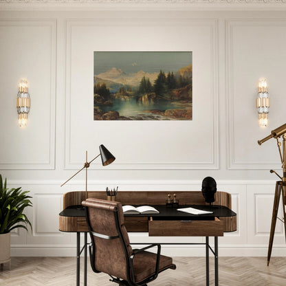 View of the Rocky Mountains - Thomas Moran Brushed Aluminum Print - 70x100 cm / 28x40 inches | Thomas Moran Aluminum Print | Thomas Moran Prints