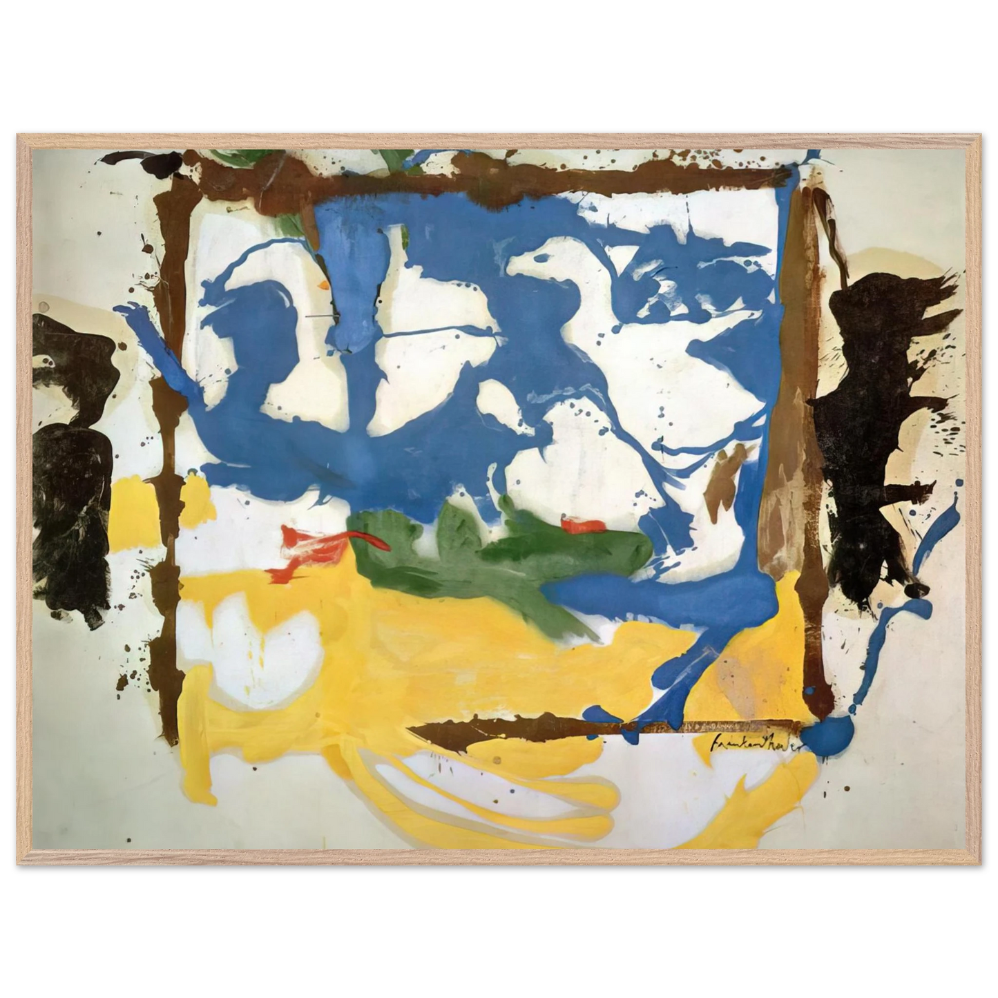 Helen Frankenthaler - Swan Lake #2 - 1961 Wall art - A1 (59.4 x 84.1  cm) - Premium Wooden Framed Poster With Fine Art Paper - Wood frame