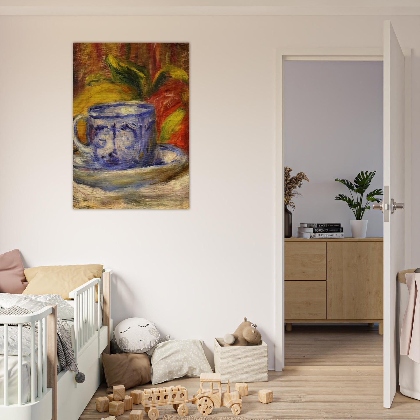 Cup and Fruit - Pierre-Auguste Renoir Brushed Aluminum Print - 70x100 cm / 28x40 inches | Pierre-Auguste Renoir Aluminum Print | Pierre-Auguste Renoir Prints