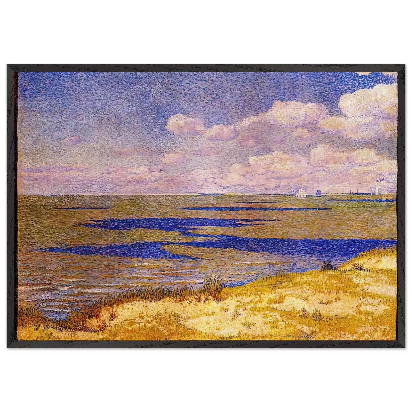 VIEW OF THE RIVER SCHELDT 1893 - Theo van Rysselberghe Framed Art Print – Black Wooden Frame - Default Title - -Framed Art Print