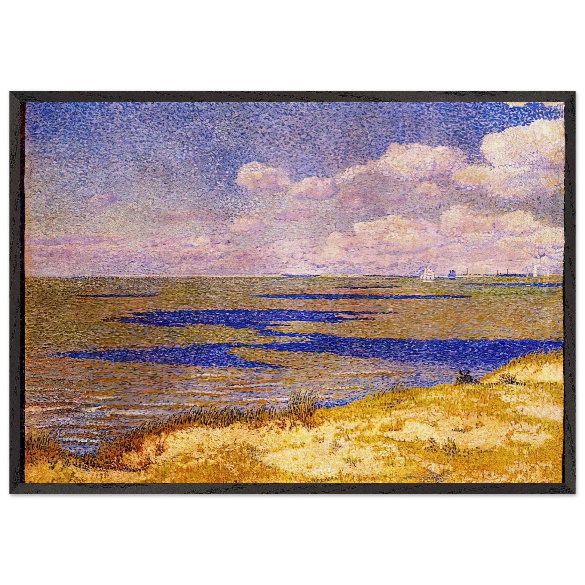 VIEW OF THE RIVER SCHELDT 1893 - Theo van Rysselberghe Framed Art Print – Black Wooden Frame - Default Title - -Framed Art Print