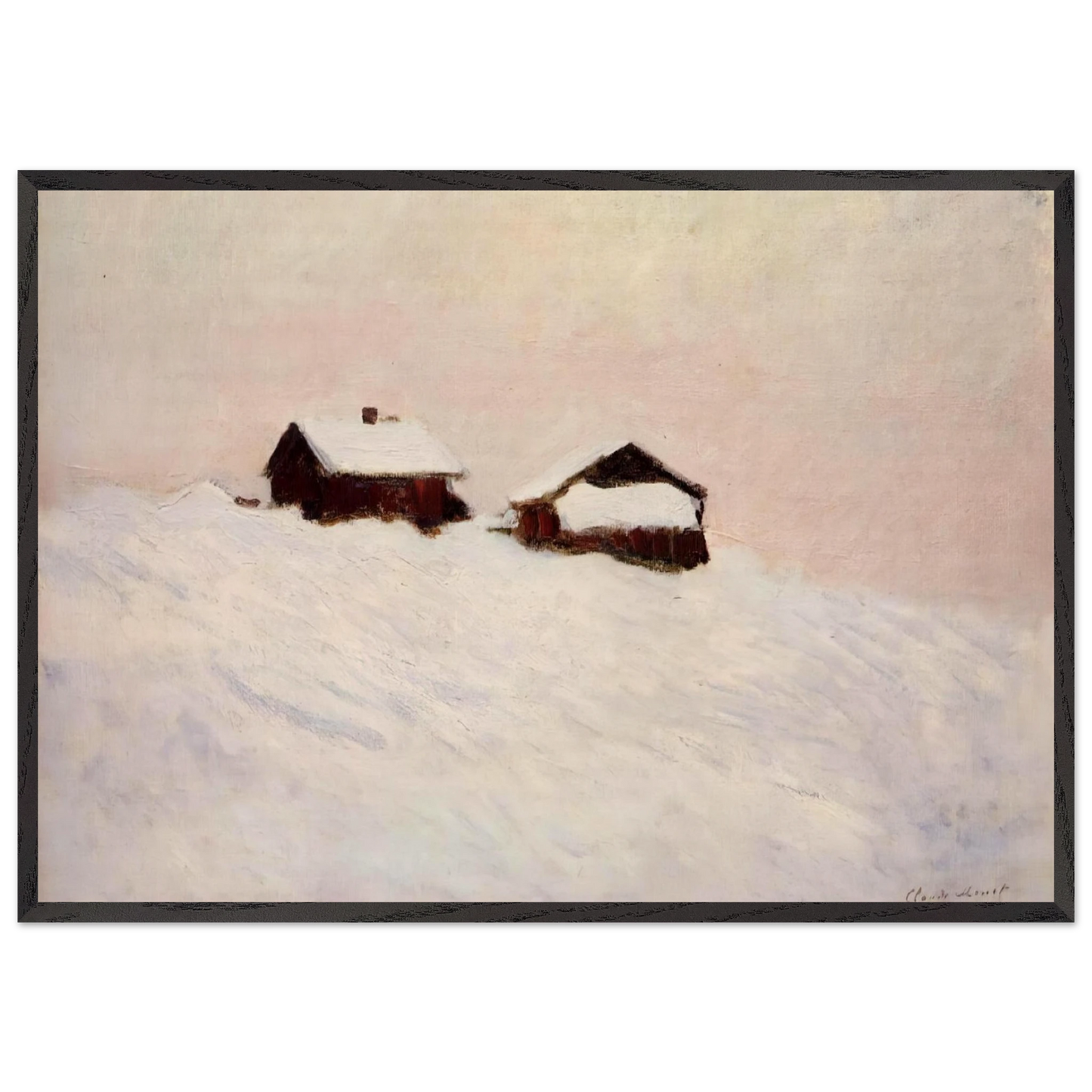 Houses in the Snow - claude monet Framed Art Print – Black Wooden Frame - Default Title - -Framed Art Print