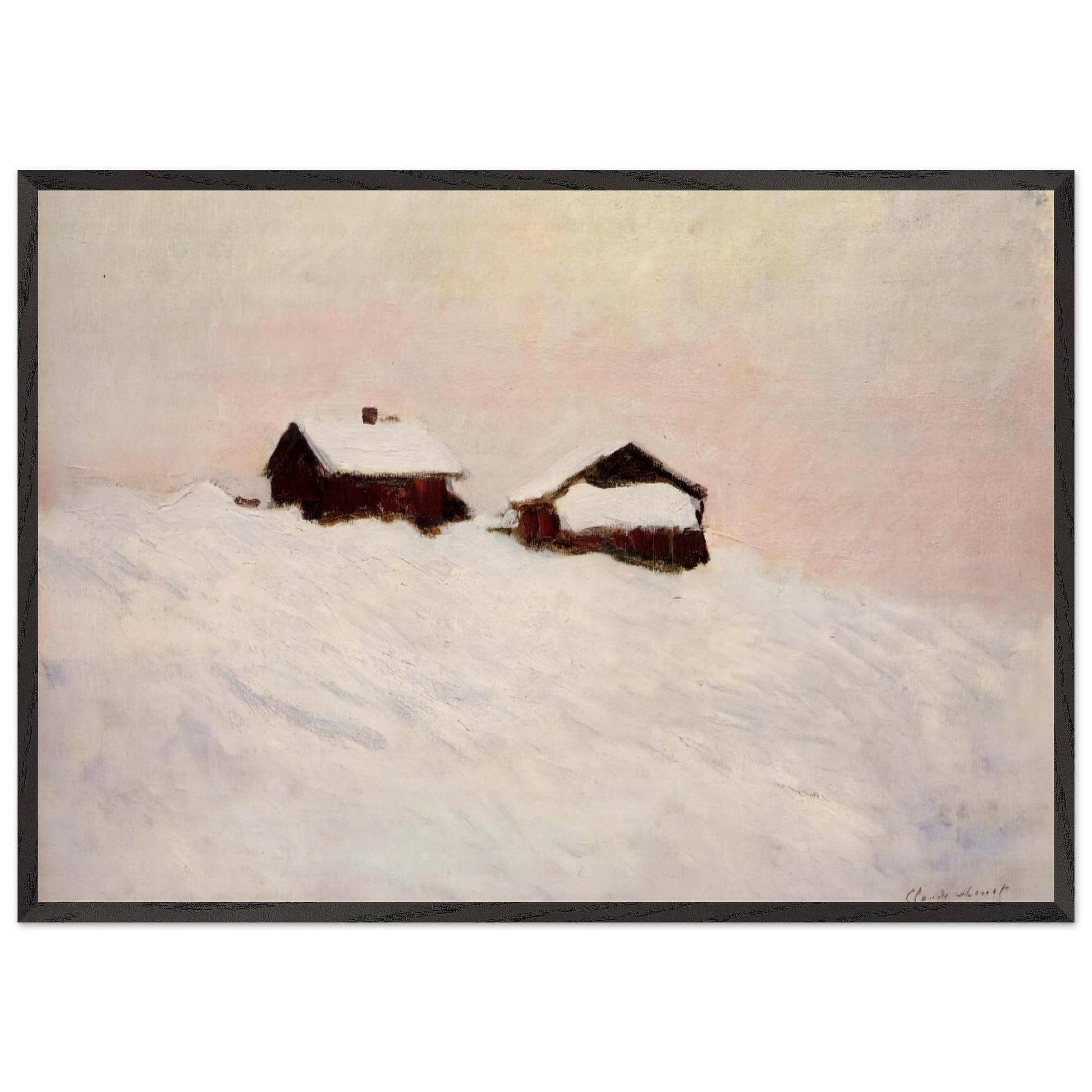 Houses in the Snow - claude monet Framed Art Print – Black Wooden Frame - Default Title - -Framed Art Print