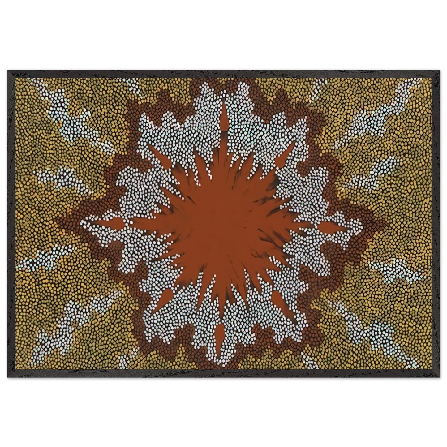 Fire Dreaming - 1994 - Clifford Possum Tjapaltjarri Framed Art Print – Black Wooden Frame - Default Title - -Framed Art Print