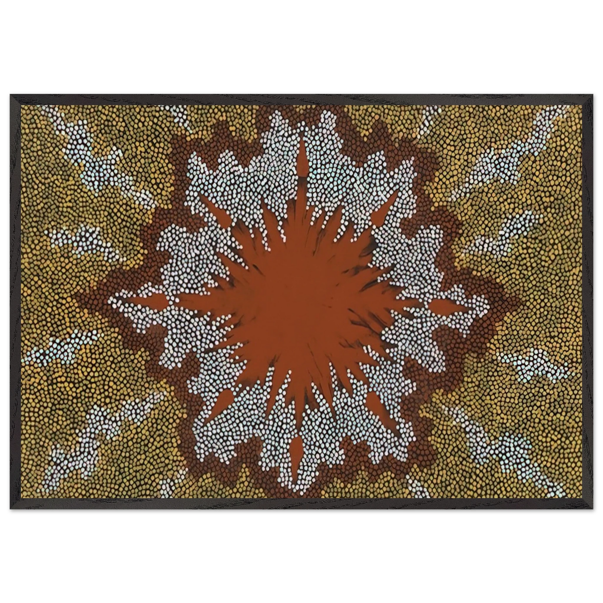 Fire Dreaming - 1994 - Clifford Possum Tjapaltjarri Framed Art Print – Black Wooden Frame - Default Title - -Framed Art Print