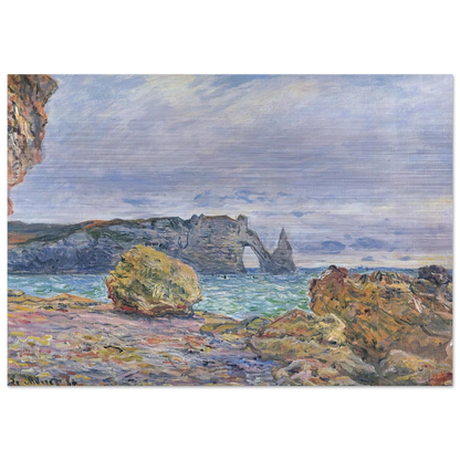 Etretat, the Beach and the Porte d'Aval - claude monet Brushed Aluminum Print - 70x100 cm / 28x40 inches | claude monet Aluminum Print | claude monet Prints