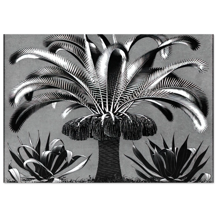 MC Escher - PALM Wall Art - 21x29.7 cm / 8x12" - Premium Wooden Framed Poster With Fine Art Paper-canvas - Wood frame