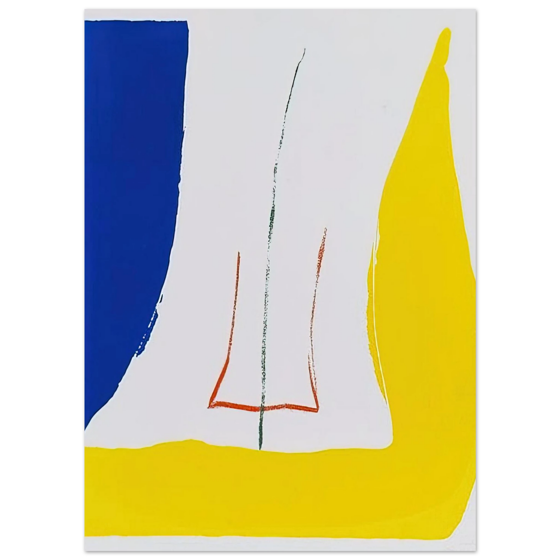 Helen Frankenthaler - Sun Corner - 1968 Wall art - 13x18 cm / 5x7 inches - Premium Wooden Framed Poster With Fine Art Paper - White frame