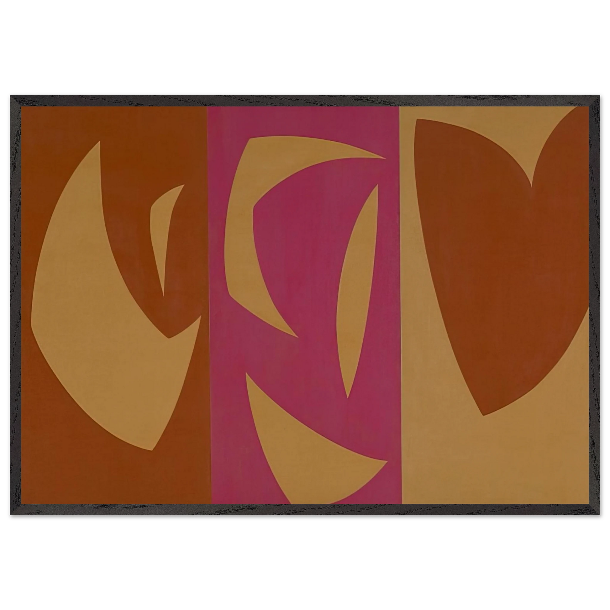 Triptyque ocre-violet-rouge - Fernand Leduc Framed Art Print – Black Wooden Frame - Default Title - -Framed Art Print