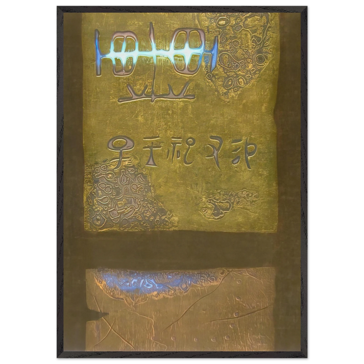Ancient Writing - 1968 - Hiroyuki Tajima 70x100 cm / 28x40 inches Framed Art Print – Black Wooden Frame