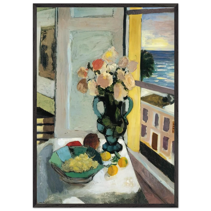 FLOWERS IN FRONT OF A WINDOW 1922 - Henri Matisse 70x100 cm / 28x40 inches Framed Art Print – Black Wooden Frame
