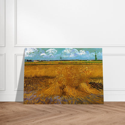Wheatfield with Sheaves - Vincent van Gogh Brushed Aluminum Print - 70x100 cm / 28x40 inches | Vincent van Gogh Aluminum Print | Vincent van Gogh Prints