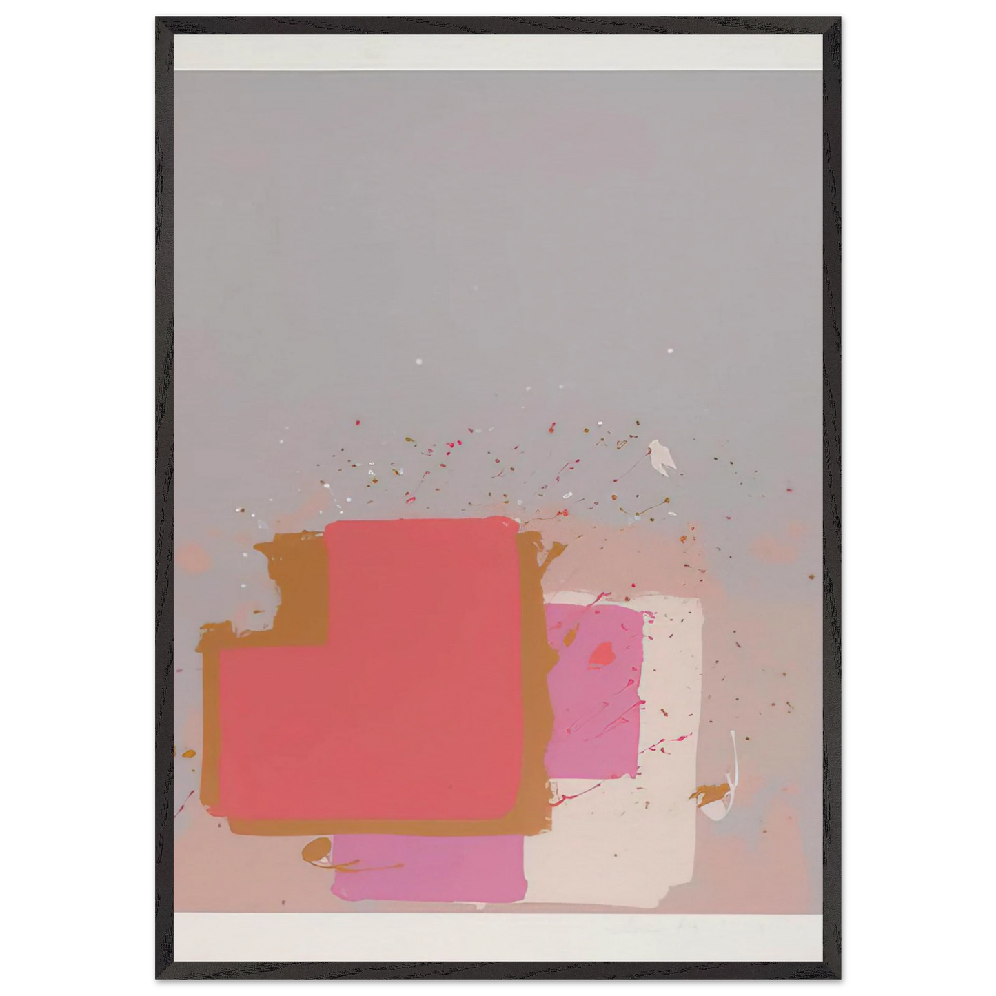 Red Black on Grey - 1971 - John Hoyland 70x100 cm / 28x40 inches Framed Art Print – Black Wooden Frame