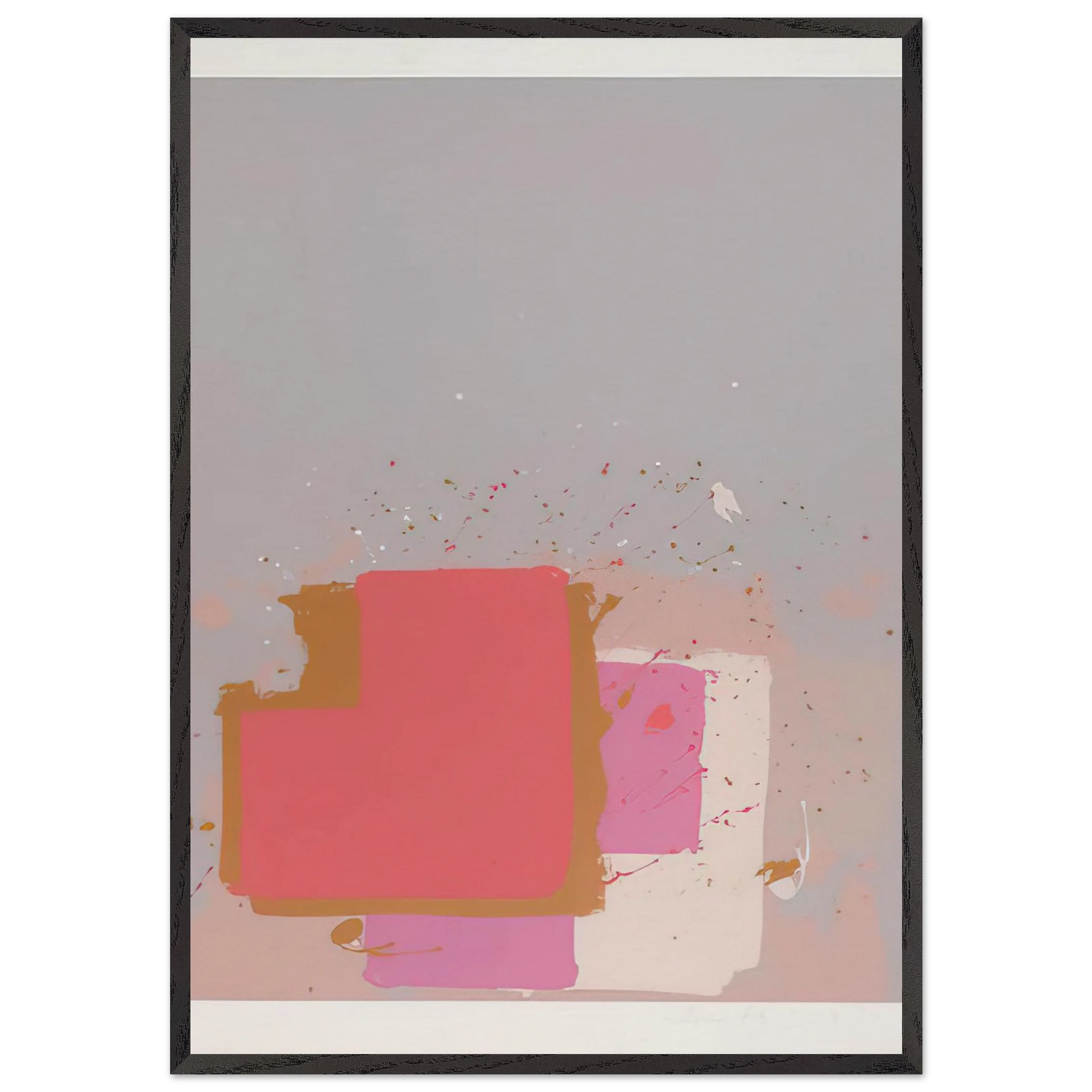 Red Black on Grey - 1971 - John Hoyland 70x100 cm / 28x40 inches Framed Art Print – Black Wooden Frame