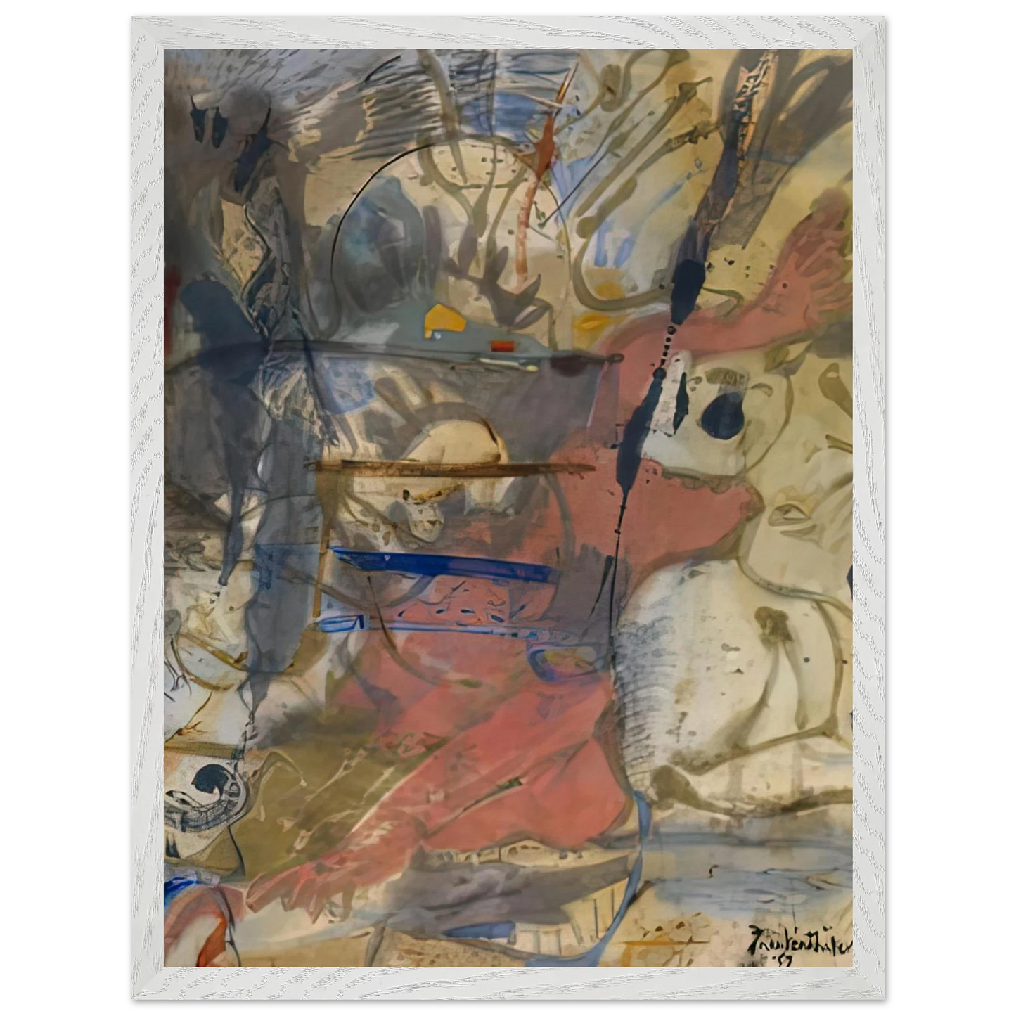 Helen Frankenthaler - Europa, 1957- Wall Art - 60x80 cm / 24x32 inches - Premium Wooden Framed Poster With Fine Art Paper - White frame
