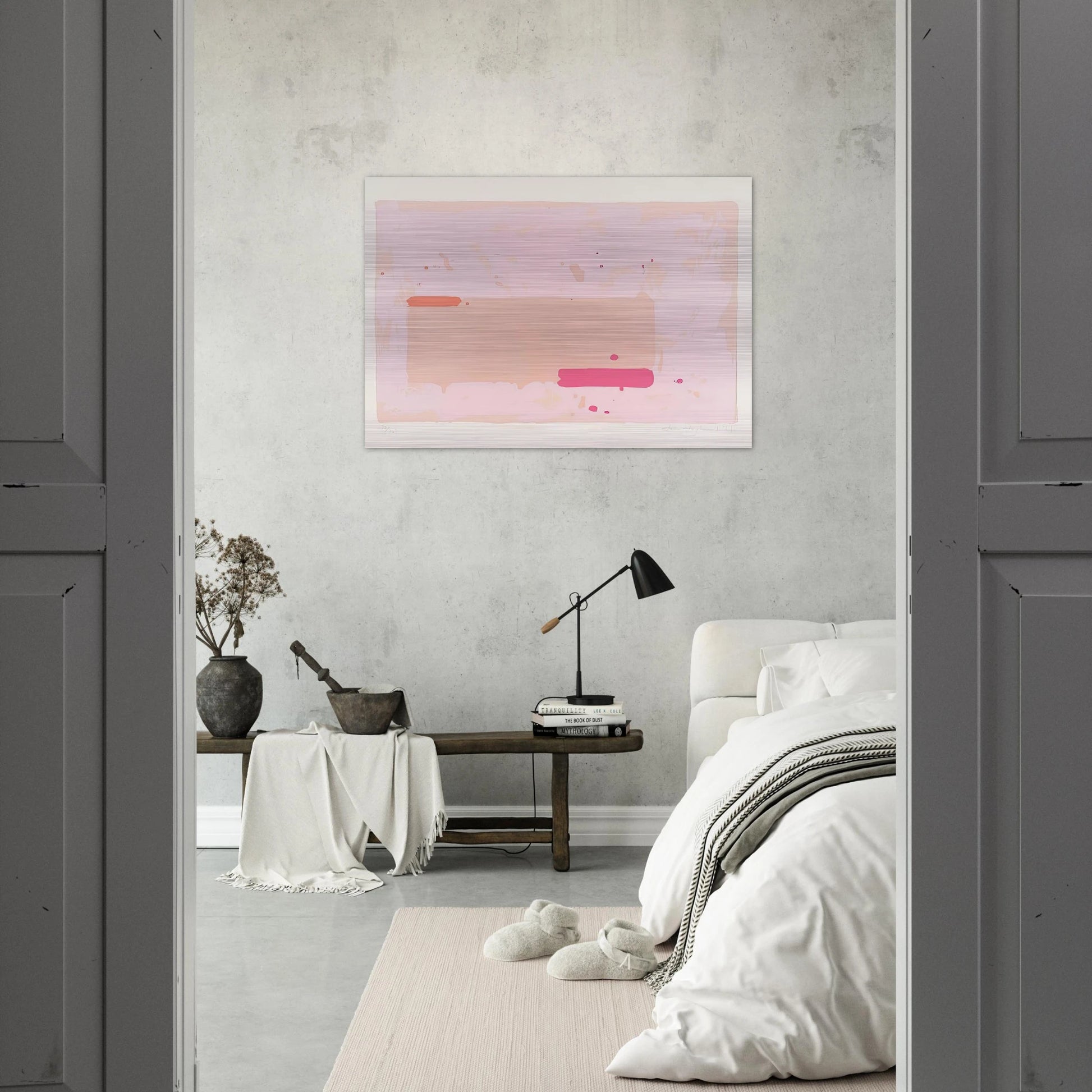 Orange, Pink - 1971 - John Hoyland Brushed Aluminum Print - 70x100 cm / 28x40 inches | John Hoyland Aluminum Print | John Hoyland Prints