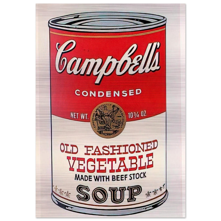 Campbell's Soup Can  Old Fashioned Vegetable  - Andy Warhol Brushed Aluminum Print - 70x100 cm / 28x40 inches | Andy Warhol Aluminum Print | Andy Warhol Prints