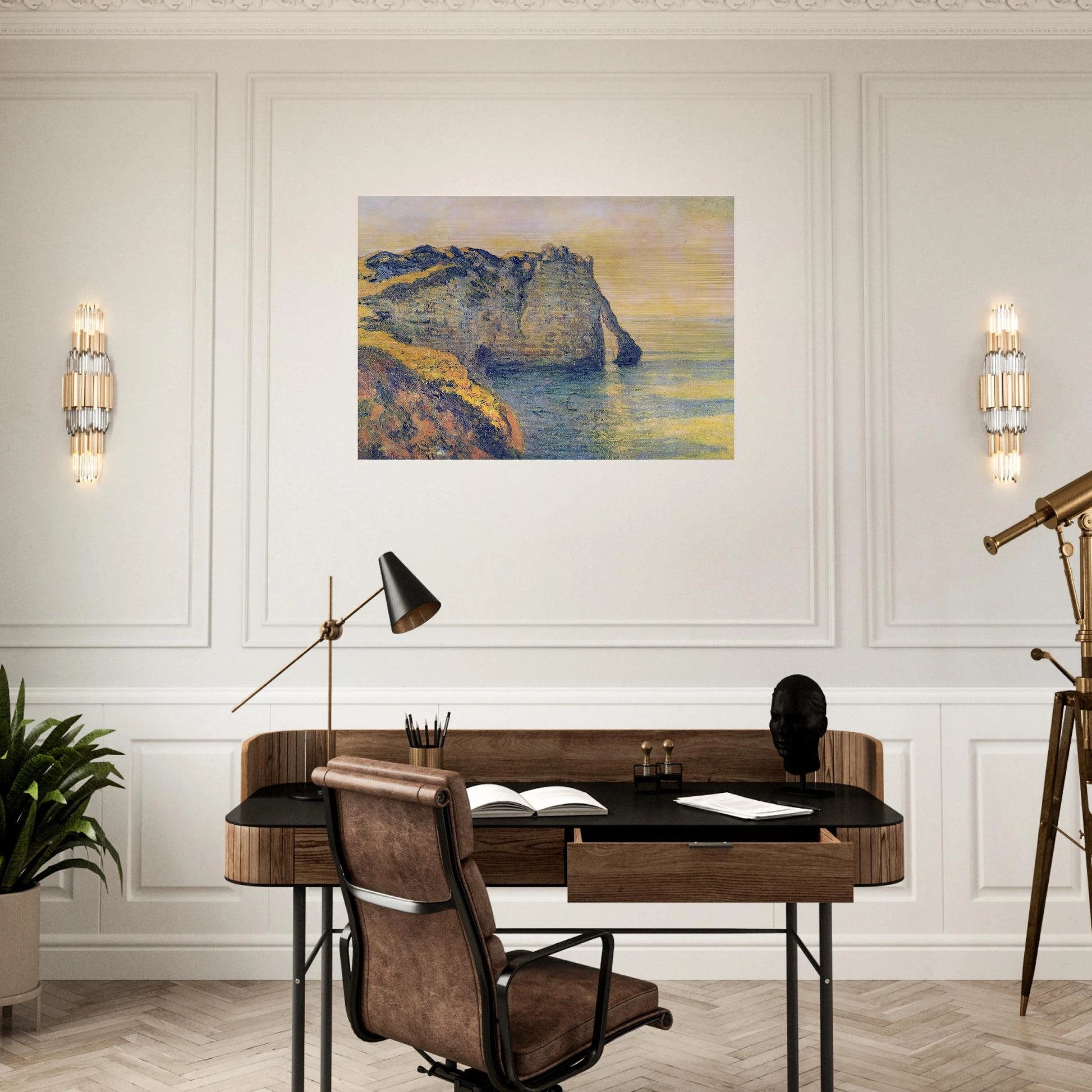 Cliffs of the Porte d'Aval - claude monet Brushed Aluminum Print - 70x100 cm / 28x40 inches | claude monet Aluminum Print | claude monet Prints