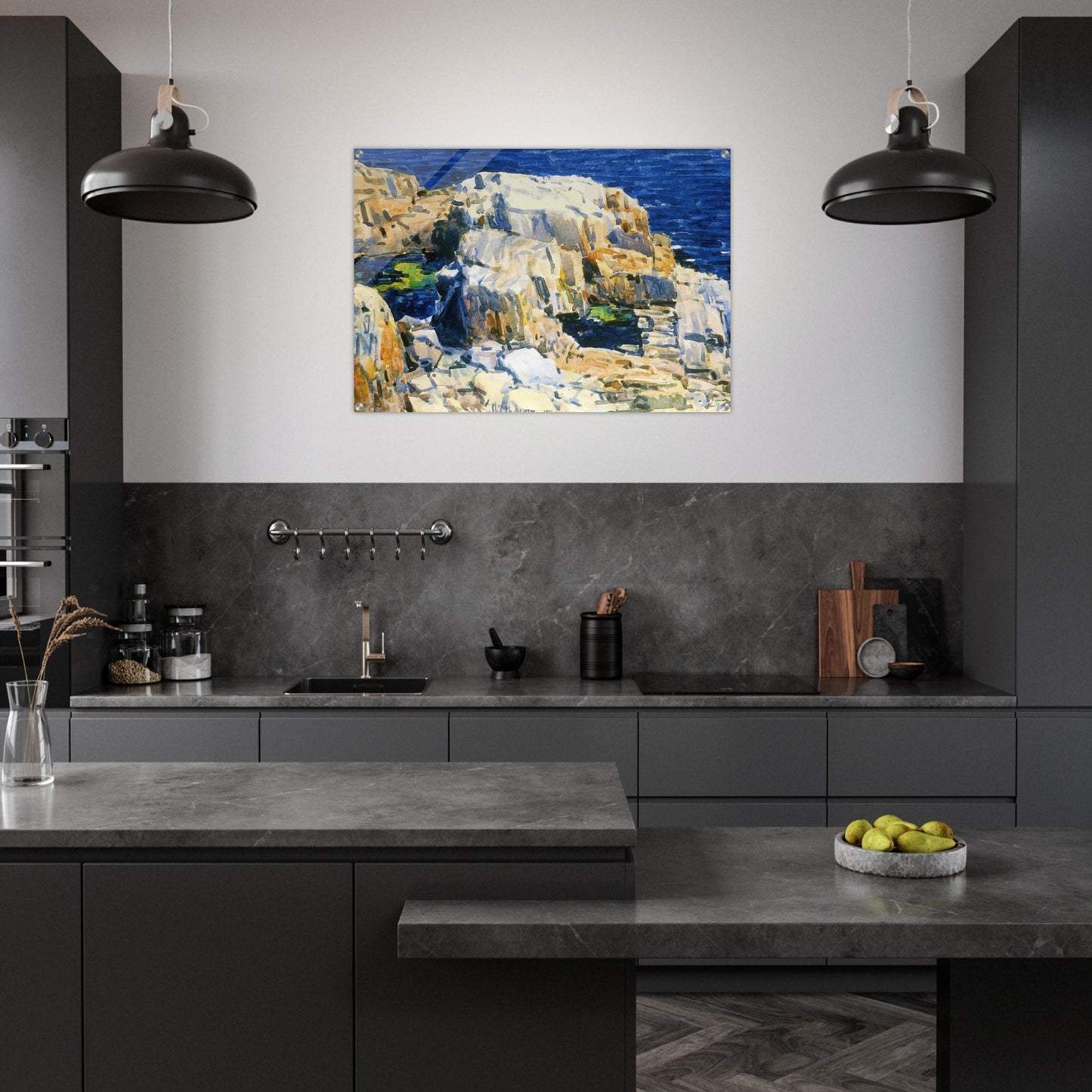 Rocks at Appledore - Childe Hassam Acrylic Print - 70x100 cm / 28x40″ inches | Childe Hassam Wall Art | Childe Hassam Prints