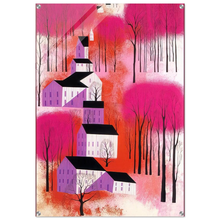 Autumn Sunset - Eyvind Earle Acrylic Print - 70x100 cm / 28x40″ inches | Eyvind Earle Wall Art | Eyvind Earle Prints